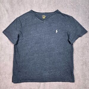 Polo Ralph Lauren V-Neck T-Shirt Mens Large Grey Excellent Short Sleeve Heather